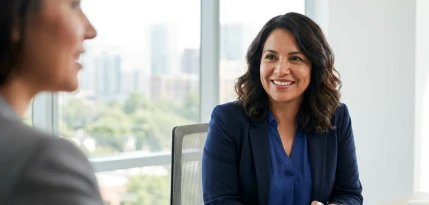 Consultora senior realizando una entrevista profunda a un candidato